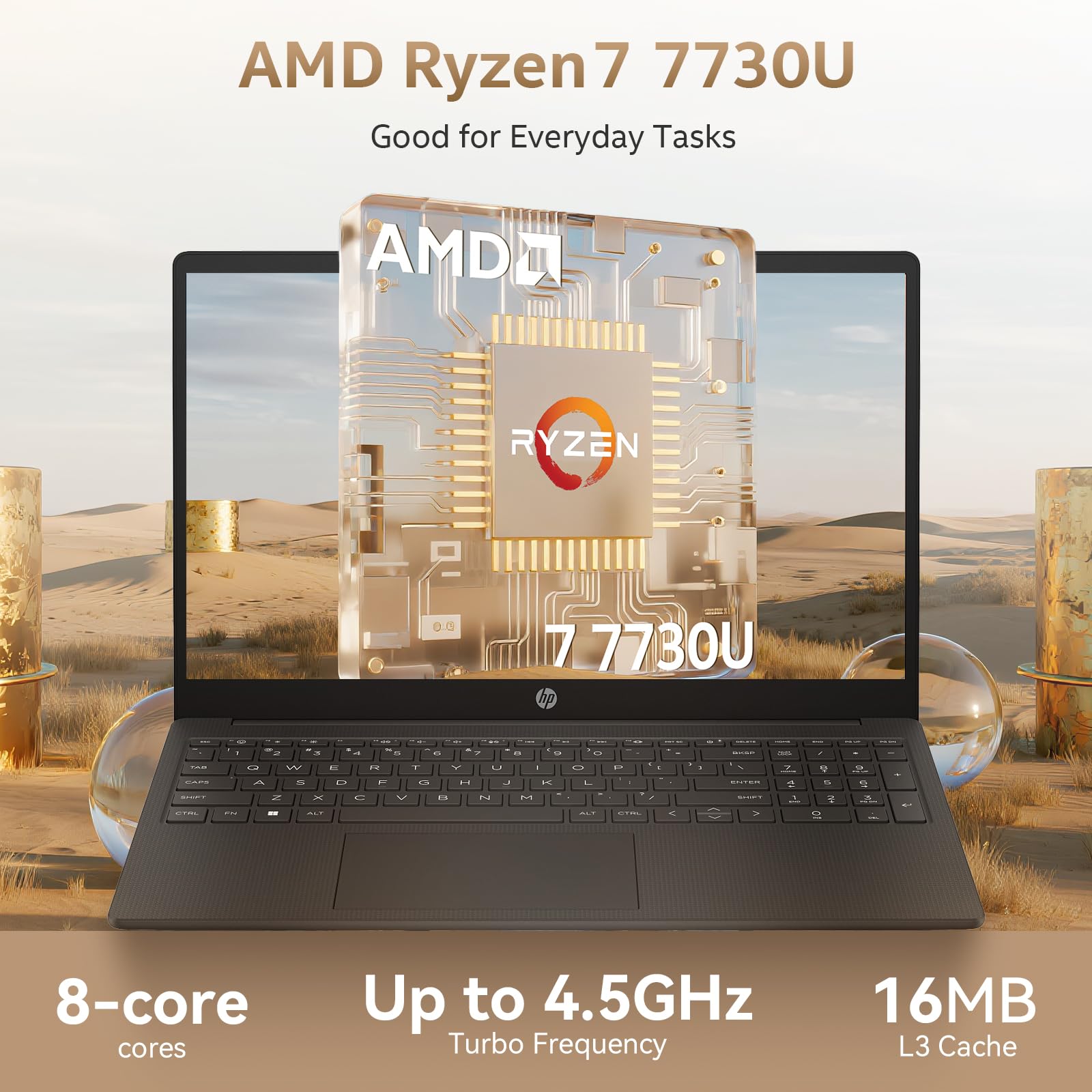 Laptop empresarial HP 255 G10 con pantalla IPS FHD de 15,6", AMD Ryzen 7 7730U (8 núcleos), 32 GB de RAM, 1 TB SSD, Windows 11 Pro, Copilot AI, WiFi 6, Bluetooth, teclado numérico, con caja de kit de accesorios G255 Pro