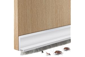 XBAIYANR Door Sweep for Bottom of Door,Integrated under Door Draft Stopper with Brush,Weather Stripping with Self Adhesive,Under Door Seal for Protection Against Dust,Cold,Heat,Noise 39.37" L/1.2" W(white)