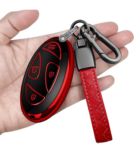 Ontto Metal & Leather Key Fob Case For Hyundai – Protective Cover With Keychain (Brown)