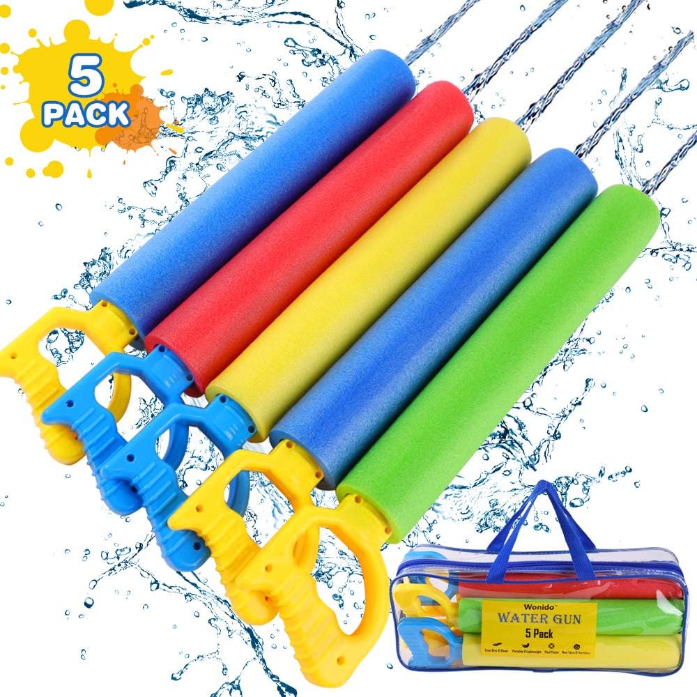 Wonido Water Guns, Colorful 5 Pack Squirt Gun with Carrying Bag - Water Blaster Outdoor Toys for Toddlers,Boys & Girls, Kids & Adults: Toys & Games