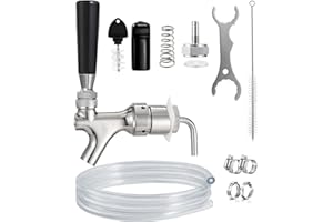 Hilangsan Kegerator Tap Kit Stainless Steel Beer Tap Faucet Kegerator Parts Kegerator Replacement Parts Self-Closing Beer Faucet 3/16 Beer Line Tubing Beer Line Shank Faucet Kit with Faucet Wrench