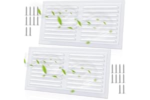 YAOCOM 2 Pcs 14 x 6 Inch Aluminum Gable Vents Attic Vents Metal Gable Wall Shed Vent with Screw and Screen Mesh, Square Return Louver Grille for Ventilation Exterior Door House Attic Garage Ceiling