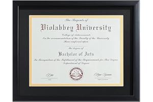 VIOLABBEY 8.5 x 11 Diploma Frame Black with HD Real Glass |Fits 8.5x11 Inch Degree &Document with Black Gold Double Mat or 11x14 without Mat, Certificate Frame for Wall or Tabletop Display