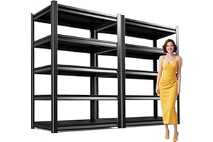ZIWJHK 72”H Garage Shelving,Adjustable Garage Storage Shelves,2500LB Heavy Duty Shelves,Easy Assembly Metal Shelves, 5T Shelving Unit Metal Shelf Rack for Basement Industrial 72”H*35.4''W*15.7''D, 2 Pack