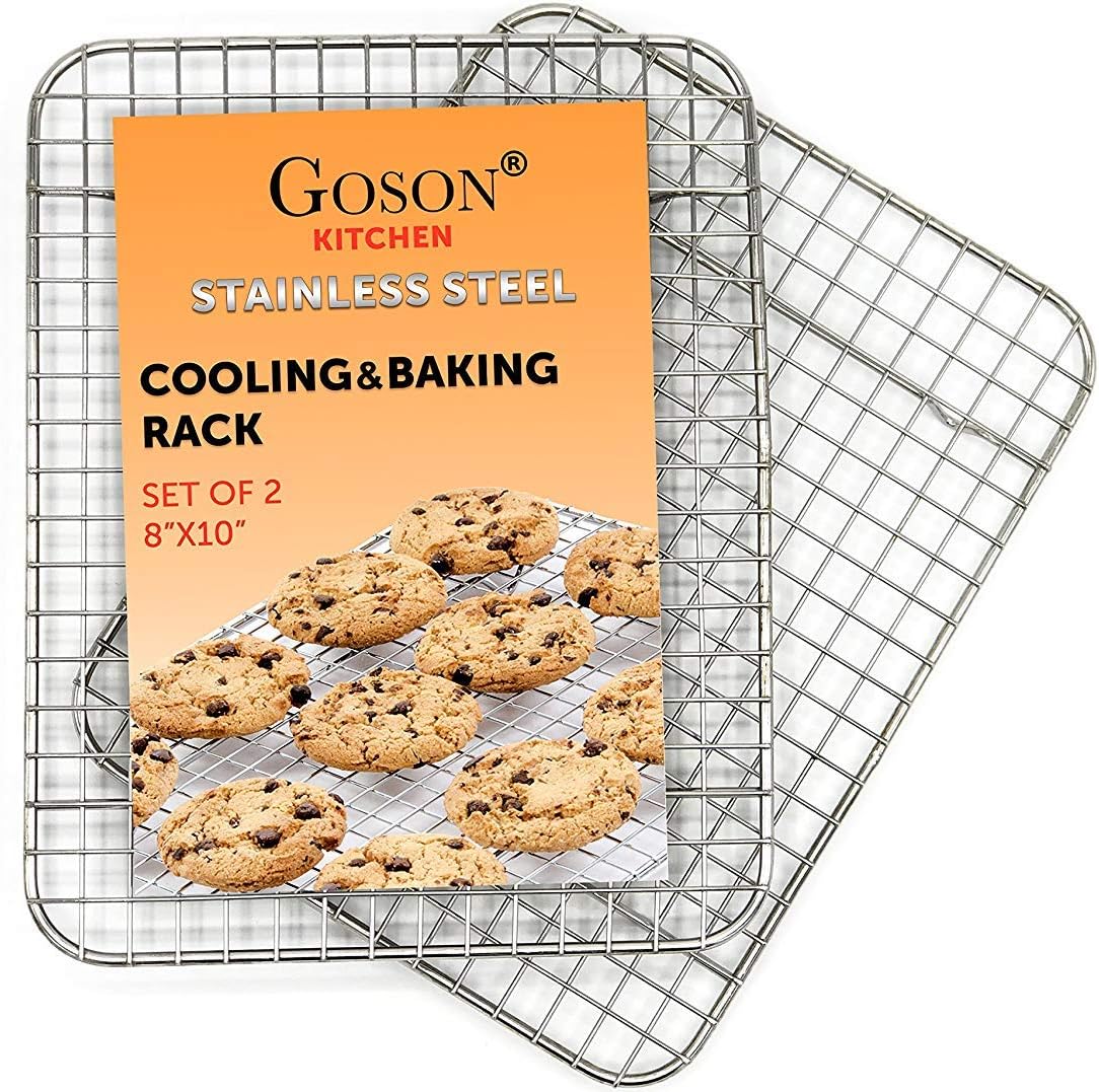 Goson Kitchen Stainless Steel Heavy Duty Metal Wire Cooling, Cooking, Baking Rack For Baking Sheet, Oven Safe up to 575F, Dishwasher Safe Rust Free | 8