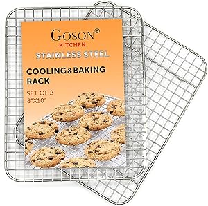 Goson Kitchen Stainless Steel Heavy Duty Metal Wire Cooling, Cooking, Baking Rack For Baking Sheet, Oven Safe up to 575F, Dishwasher Safe Rust Free | 8