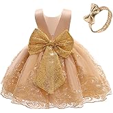 CMMCHAAH 0-6 Years Baby Girls Pageant Lace Embroidery Dresses Toddler Formal Dress with Headwear
