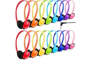WENSDO Kids Headphones Bulk 16 Pack for School Classroom Students, Multi Color Wholesale Children On Ear Headset for Libraries, Computer Lab, Testing Centers (HY103, 16 Mixed)