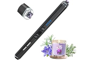 TRONIC MASTER Electric Lighter Rechargeable Candle Lighter - Dual Arc Plasma Windproof & Flameless with LED Display USB-C for Candle Cooking Camping (Black)