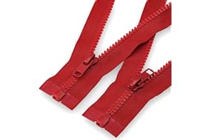 #5 Separating Sewing Zipper for Jacket: YZSFIRM 2Pcs Red 14 inch Plastic Zippers - Replacement Coat Open End Zipper Bulk