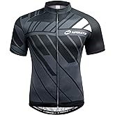sponeed Men's Cycling Jerseys Tops Biking Shirts Short Sleeve Bike Clothing Full Zipper Bicycle Jacket with Pockets