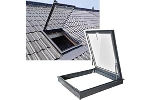Egress Window Well Cover, Roof Skylights with Insulated Glass Roof Skylights Aluminum Alloy Frame & Hydraulic Rod Flush Mount