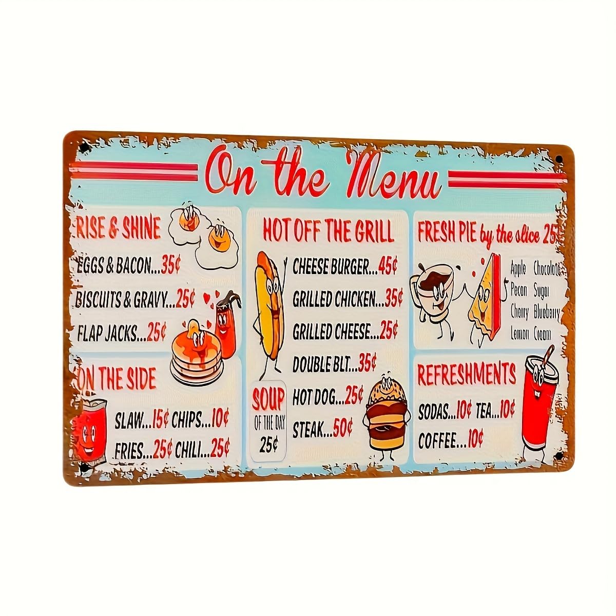 Photo 1 of 1 piece of vintage "On the Menu" metal iron signage - iron wall art plaque for restaurants, cafes, bars, farms, garages - Vintage style 12x8 inch poster board.