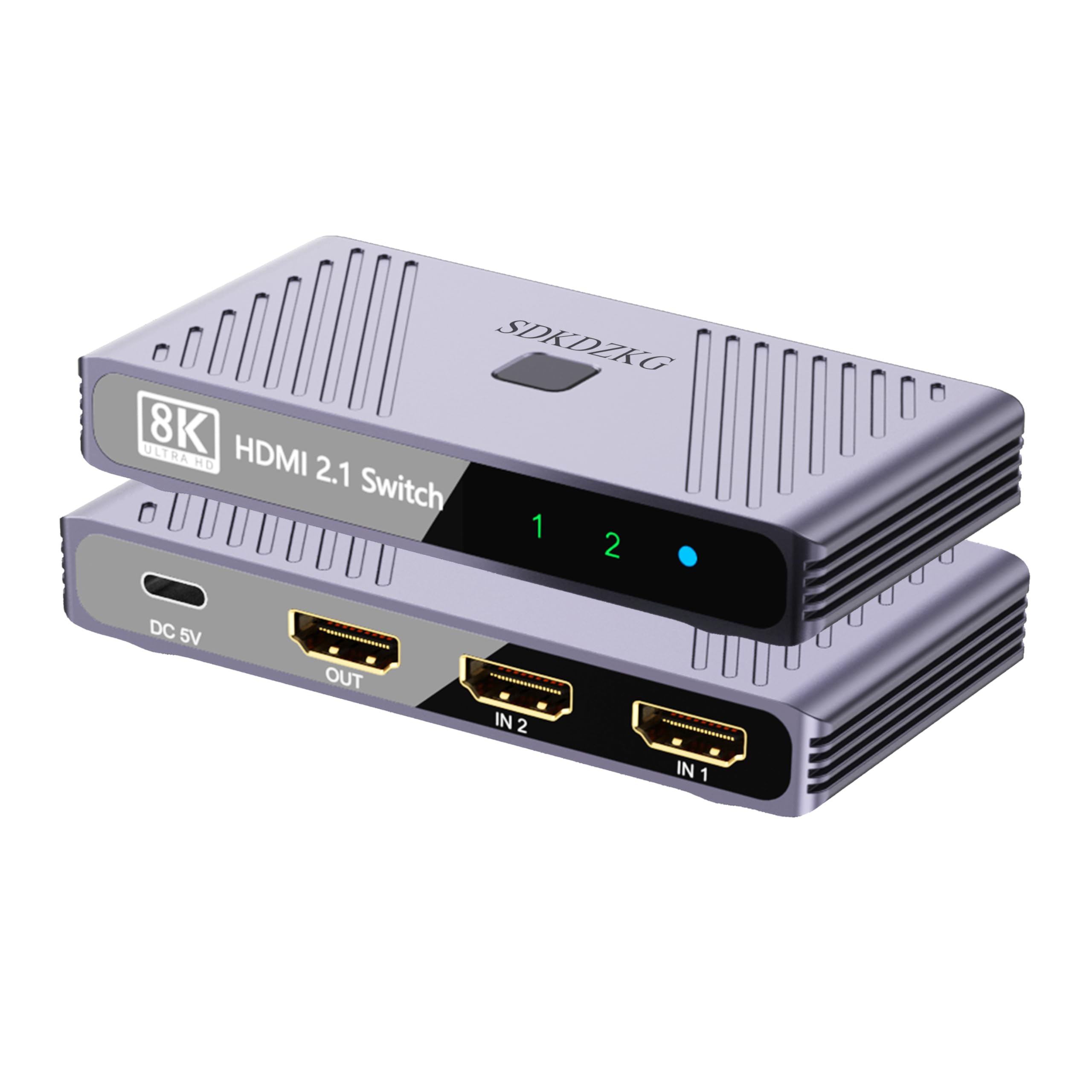 SDKDZKG HDMI Switch 8K@60HZ, HDMI Switcher 2 in 1 Out 4K@120Hz, High Speed 48Gbps Aluminum Splitter, Supports HDR10、3D, Compatible with Xbox PS5 Projectors Monitors Roku Blu-Ray Player HDTV