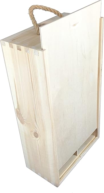 Caja madera con asa para 2 botellas: Amazon.es: Hogar