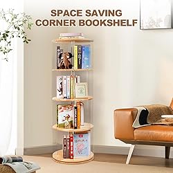TAKEKIT Rotating Bookshelf, 360 Degree Revolving