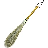 Handmade Broom Bamboo Stick Handle Duster Brush,Natural Grass, Whisk Broom,Cleaning for Home and Office,16 Inch
