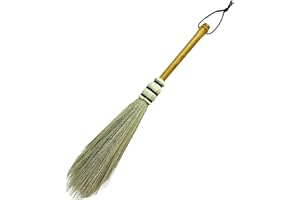 Handmade Broom Bamboo Stick Handle Duster Brush,Natural Grass, Whisk Broom,Cleaning for Home and Office,16 Inch