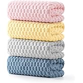 REDKISS 4 Pack Microfiber Bath Towels - Extra Large, Super Absorbent, Quick Dry Waffle Towels Set for Bathroom, Spa, Gym, and Travel - Luxury, Plush, 4 Multicolor
