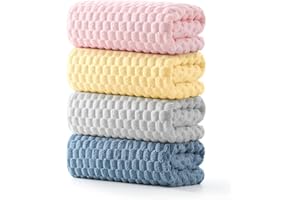 REDKISS 4 Pack Microfiber Bath Towels - Extra Large Waffle Towels Set for Bathroom, Super Absorbent Towel Set of 4 Lagre, Quick Dry Bathroom Towel for Spa, Gym,Travel, Lint Free, Ultra Soft, 4 Color