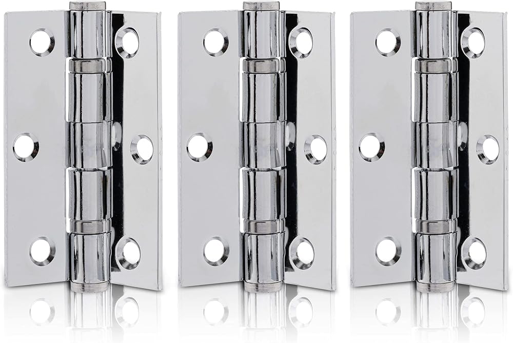 XFORT 3 inch Polished Chrome Ball Bearing Hinges, 1.5 Pairs, 40 kg