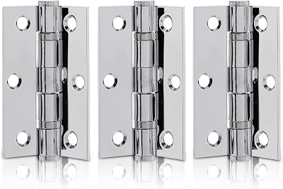 XFORT 3 inch Polished Chrome Ball Bearing Hinges, 1.5 Pairs, 40 kg