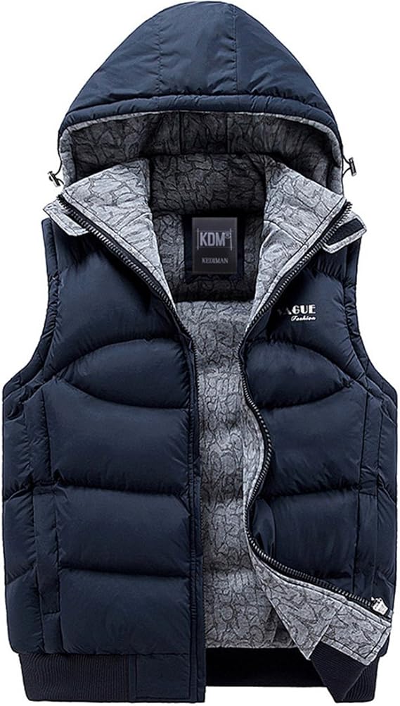 Amazon Co Jp ダウンベスト フード付き 男女兼用 Me L 170 Navy 服 ファッション小物