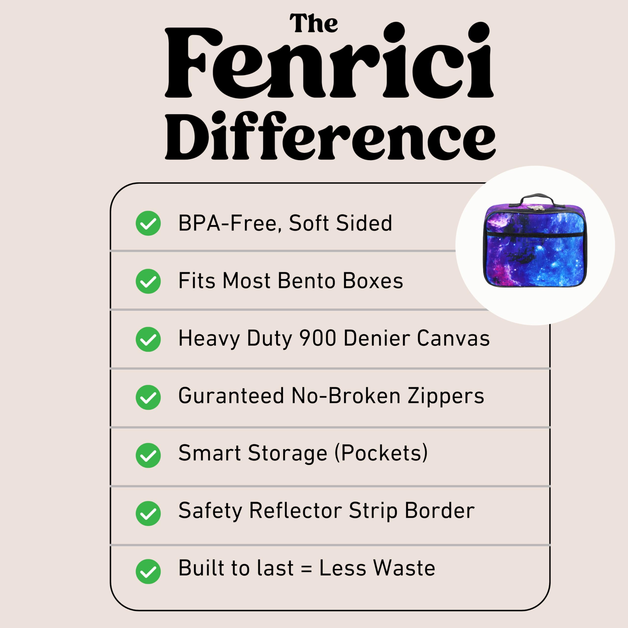Fenrici Galaxy Lunch Box for Boys, Girls, Kids Insulated Lunch Bag, Perfect for Preschool, K-6, Soft Sided Compartments, Spacious, BPA Free, Food Safe,10.8in x 8.5in x 2.8in (Galaxy-Purple)