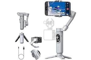 AOCHUAN Gimbal Stabilizer for Smartphone with Face/Object Tracking for iPhone 15 14 Pro Max Android,3-Axis Foldable Phone Gimbal w/Built-in Light,1/4 Threads for TikTok YouTube Vlogging(Smart X Grey)