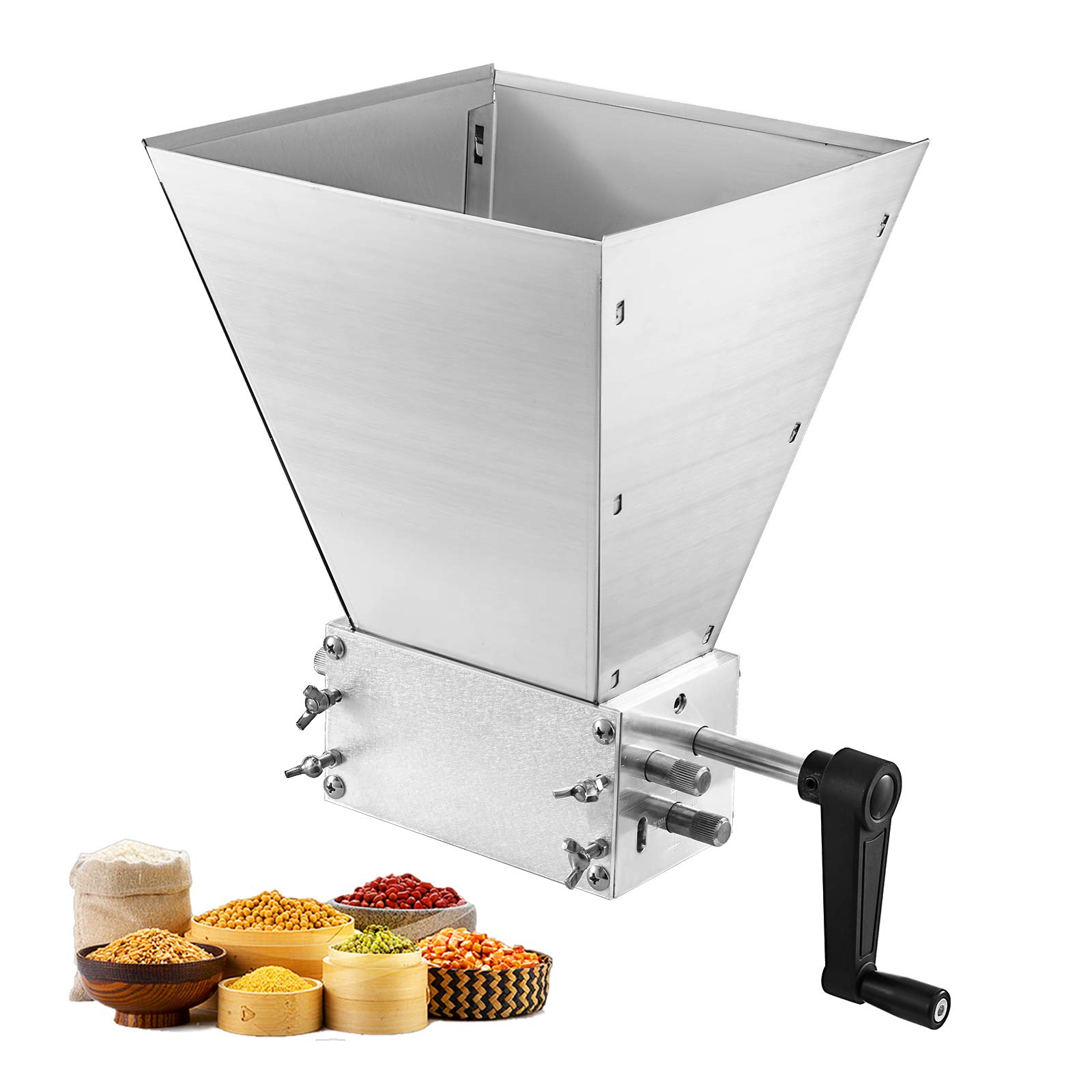 VEVOR Barley Grinder Crusher, Stainless 3-Roller Grain Mill, Homebrews Beer Brewing Manual Grain Cru