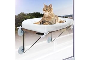 LSAIFATER Cat Window Perch with Supported Under Metal, Cat Hammock with Spacious and Comfortable Pet Bed for Kittens & Large Cats, Cat Gifts for Your Beloved Cat