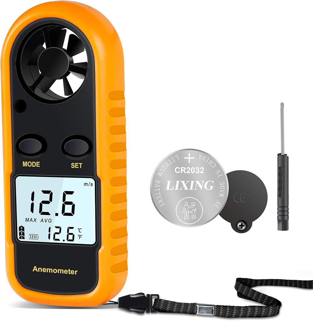 RUZIZAO Handheld Anemometer Digital Wind Speed Meter with Backlit LCD