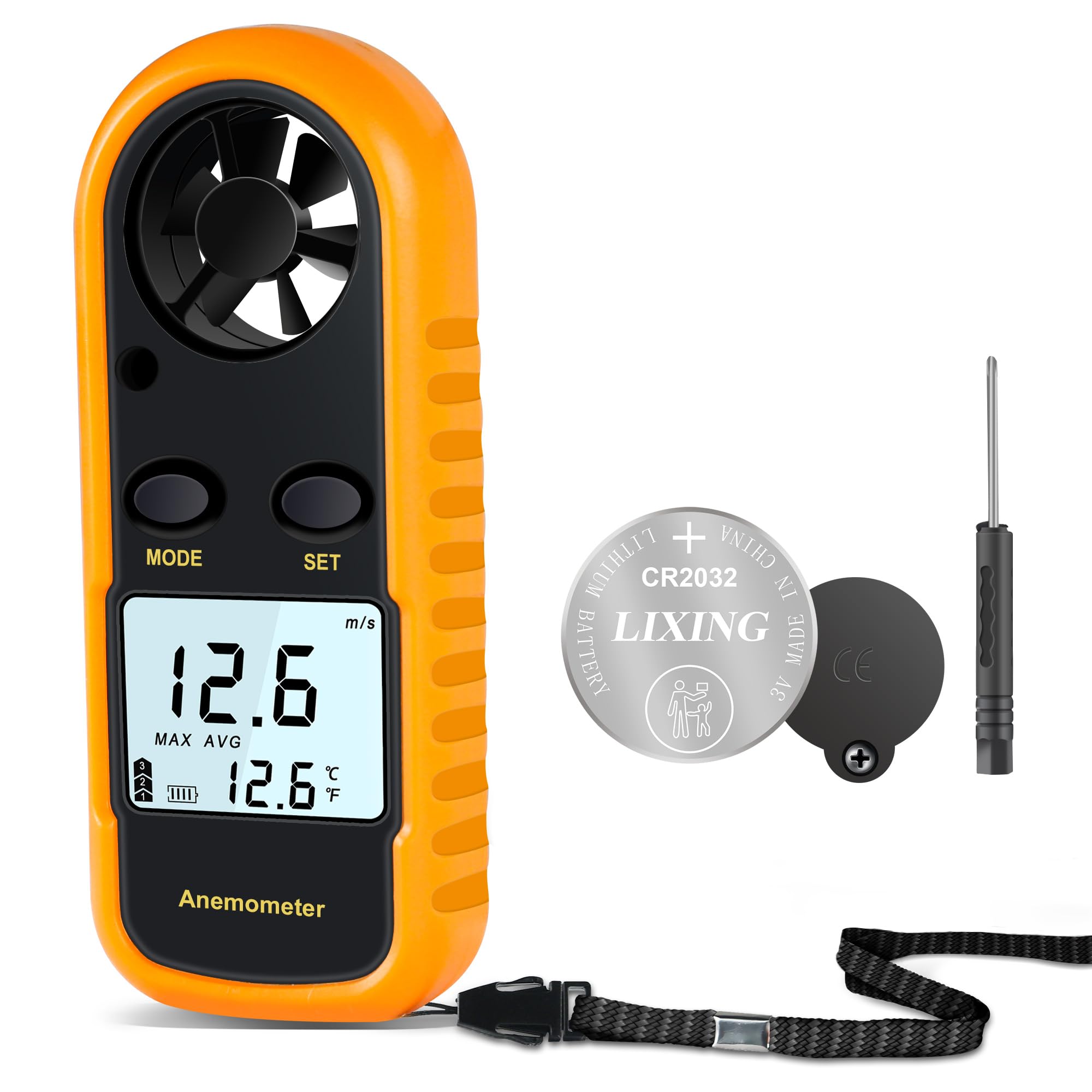 RUZIZAO Handheld Anemometer, Digital Wind Speed Meter Air Flow Velocity Tester for Measuring Wind Speed Temperature and Wind Chill, Portable Wind Gauge for HAVC Drone Sailing Fishing(LCD Backlight)