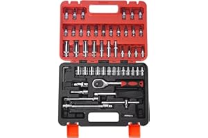 LMX 1/4-Inch Drive Socket Wrench Set, 53 Pieces with Reversible Ratche and Storage Case