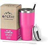 Arctic Tumblers | 30 oz Matte Pink Insulated Tumbler with Straw & Cleaner - Retains Temperature up to 24hrs - Non-Spill Splash Proof Lid, Double Wall Vacuum Technology, BPA Free & Built to Last