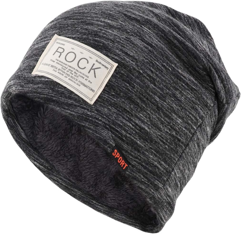 GisdanchzWool Beanie Knit Hats for Women Mens Wool Caps Warm Long Winter Knit Cotton Soft Thick Beanie Knitted Hat Knit Skull Caps Thin Fashion Lightweight Large Big Beanie Hats for Women Black