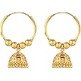 Efulgenz Gold Tone Indian Hoop Earrings Traditional Wedding Bridal Bollywood Jewelry Jhumka Jhumki Dangle Earrings Set Indian Jhumkas for Women