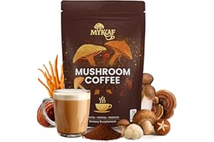 MYKAF Mushroom Coffee with 6 Adaptogenic Mushrooms, Instant Coffee for Better Energy, Enhanced Focus, Boosted Immunity with Reishi, Cordyceps, Lion's Mane, King Trumpet, Shiitake& Turkey Tail | 30 Servings