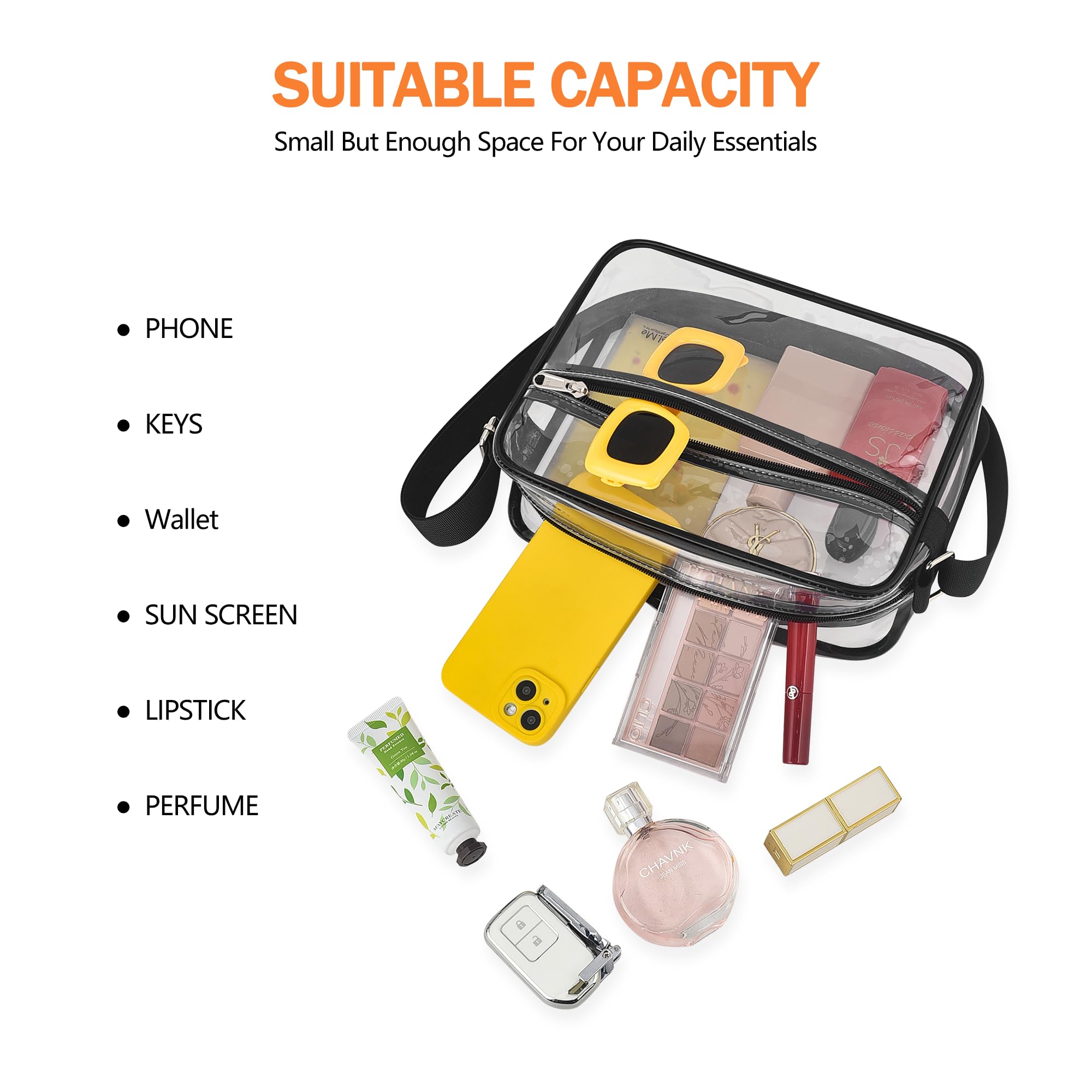 MAY TREE Clear Bag for Stadium Events Clear Messenger Bag Suitable for Concert Outfits and Sports Events