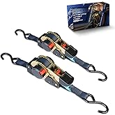 ANLULOAD Retractable Ratchet Strap(1 in x 11.5 ft),Ratchet Tie Down Strap for Motorcycles, Boats,Atvs,Utvs.W.L.L:700 Lbs/B.S:2,100 Lbs-(2 Pack)