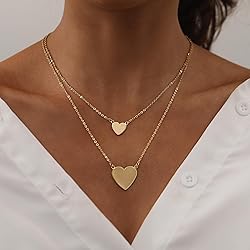 WFYOU Gold Heart Necklace for Women Dainty Tiny 14k