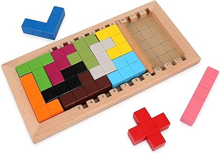 Amazon Lanyo 知育玩具 パズルゲーム 木製のおもちゃテトリ 型はめ テトリス おもちゃ 教育 形合わせ 木製パズル おもちゃ