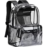 Vorspack Clear Backpack for School, Heavy Duty Transparent Bookbag | Large See Through Backpacks, Reinforced Straps, 0.5mm Thick PVC, Clear Bag for College Work Travel Festival Daily Use