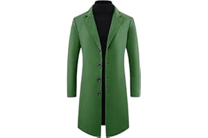 Lars Amadeus Winter Trench Coat for Men's Single Breasted Notch Lapel with Pockets Formal Overcoat