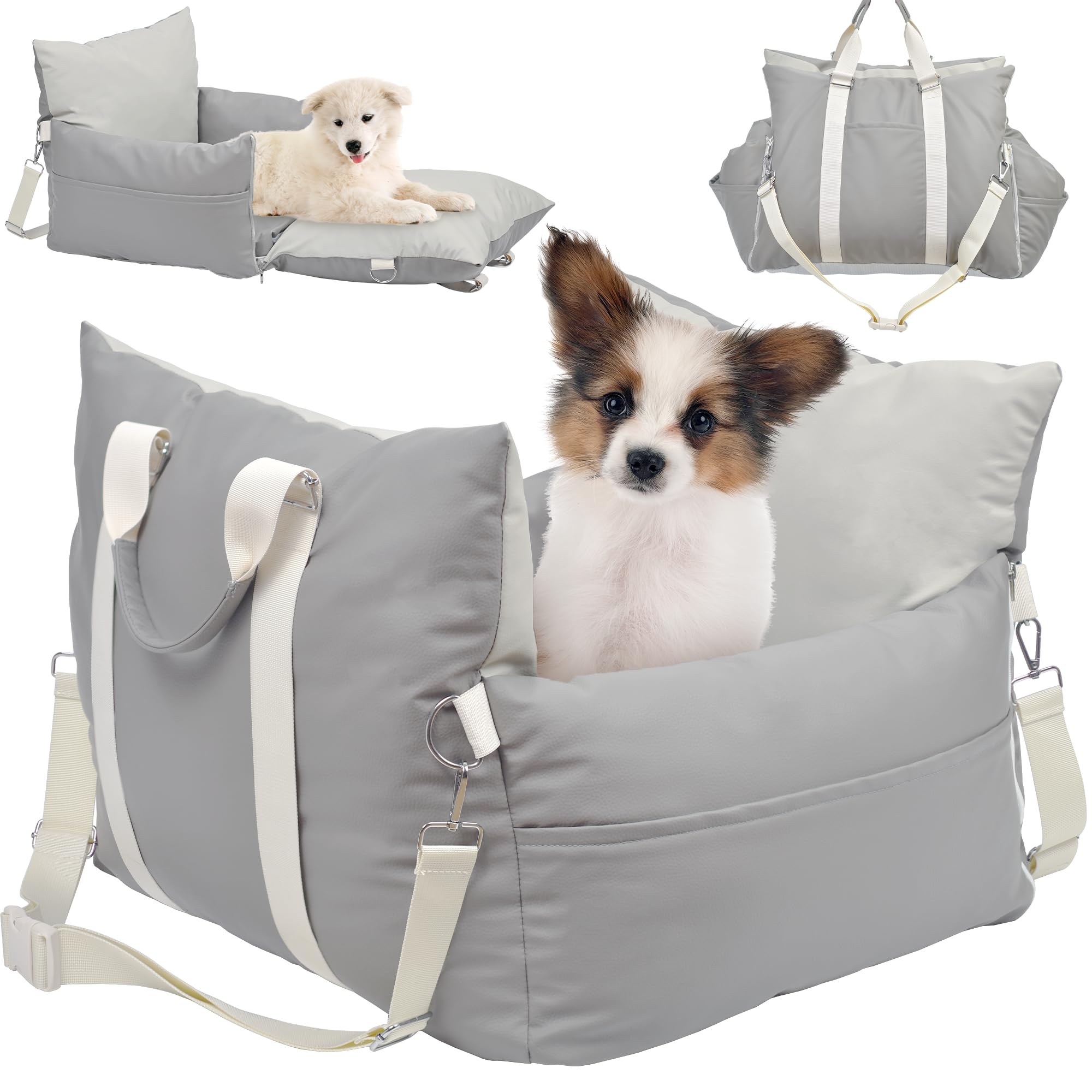Photo 1 of ***FACTORY SEALED*** Leather Dog Car Seat for Small Dogs, Dog Booster Seat with Storage Pocket and Clip-On Safety Leash, Water/Scratch Resistant Both Indoor and Outdoor Use