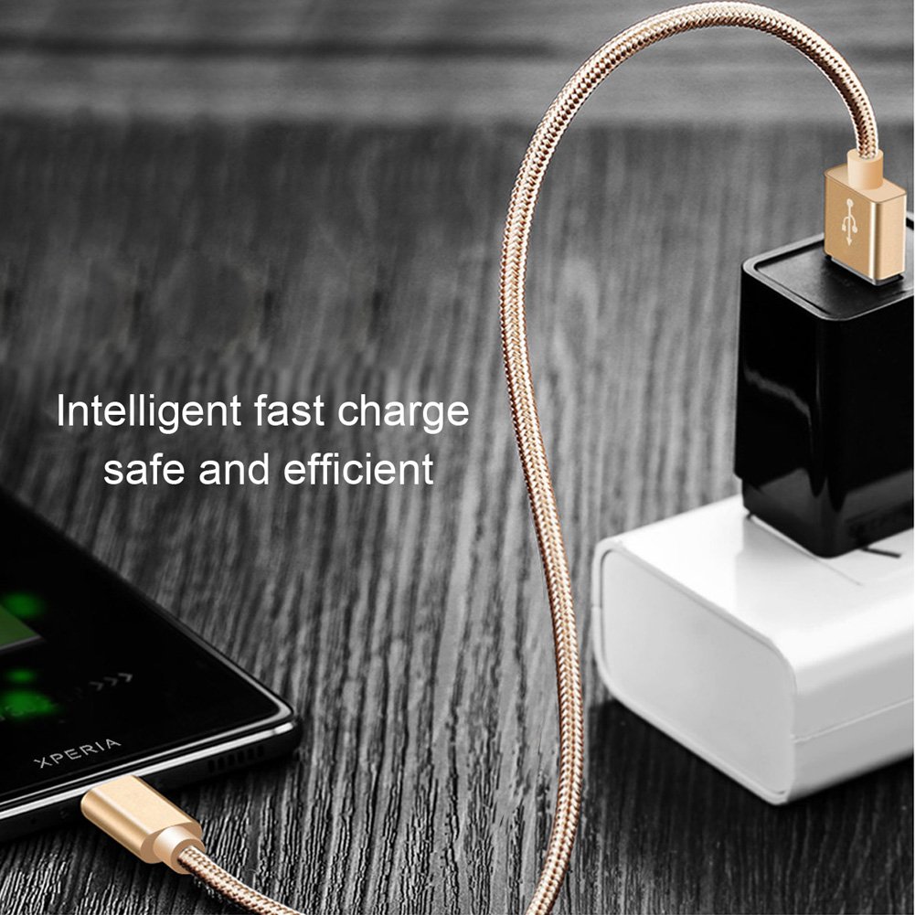 USB Type C Cable, HUNDA USB C Cable (USB 2.0) Data Sync Nylon Braided Charging Cord for Samsung GALAXY S8 S8+, Huawei P10 Mate9, Nintendo Switch and all other USB-C Devices (3.3 Feet /2 Pack, Gold)