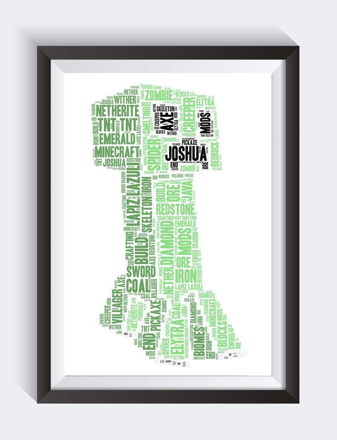 Personalised Minecraft Creeper Word Art A4 PRINT ONLY UNFRAMED Birthday