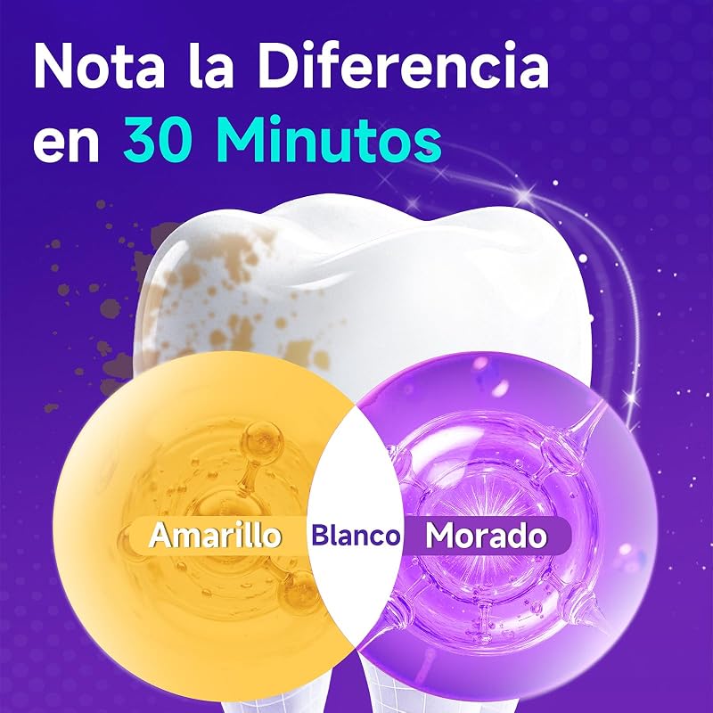 Tiras Blanqueadoras Dientes Moradas: Blanqueador Dental Morado, 7 Tratamiento Efecto Rápido Eliminar Café, Vino, Tabaco Manchas, Seguro Esmalte, Blanqueamiento para Bodas, Citas Trabajar — foto 3 de 8