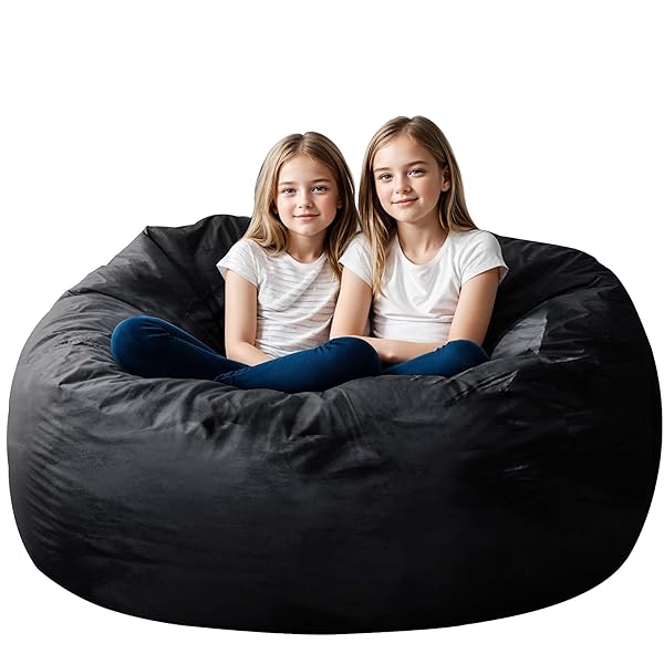 BEAN BAG CHAIR FOR ADULTS, 4FT HIGH-REBOUND MEMORY FOAM BEAN BAG SOFA WITH REMOVABLE COVER, OVERSIZED BEAN BAG COUCH FOR GAMING, READING, AND RELAXATION, BLACK