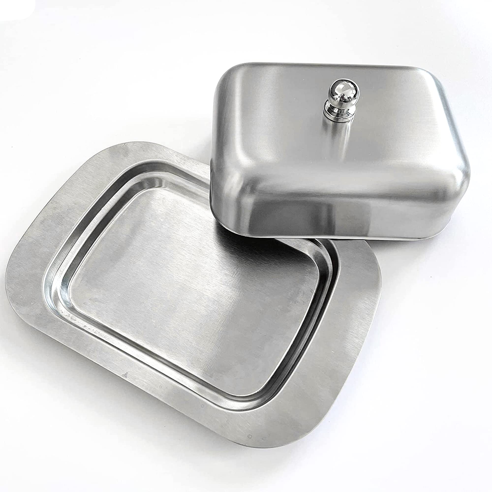 Butter Dish with Lid - Butter Dishes Constructed from Polished Stainless Steel for Strength, Durability and an Attractive Shine - by Jean Patrique